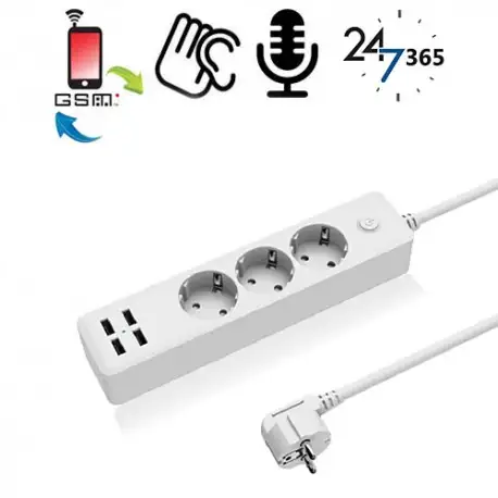 GSM-Abhörgerät in funktionsfähiger Steckerleiste mit 4 USB Steckern